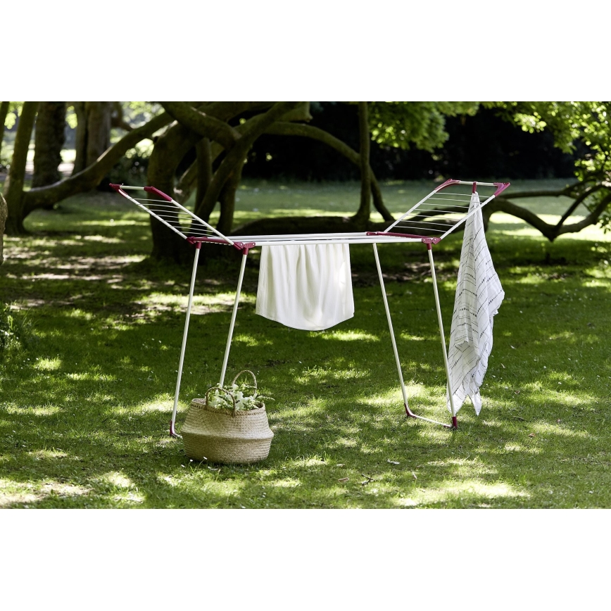 WENKO 3774021100 - Απλώστρα ρούχων SUMMER DRY 153x76 cm λευκή/ροζ