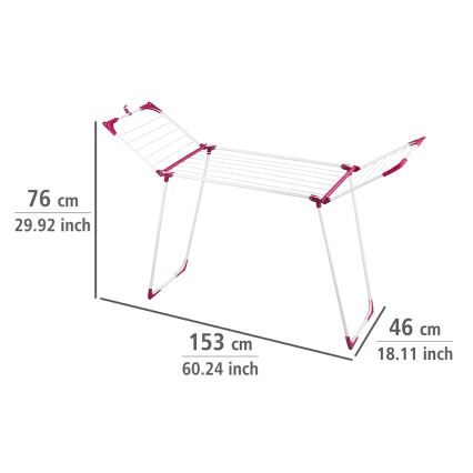 WENKO 3774021100 - Απλώστρα ρούχων SUMMER DRY 153x76 cm λευκή/ροζ