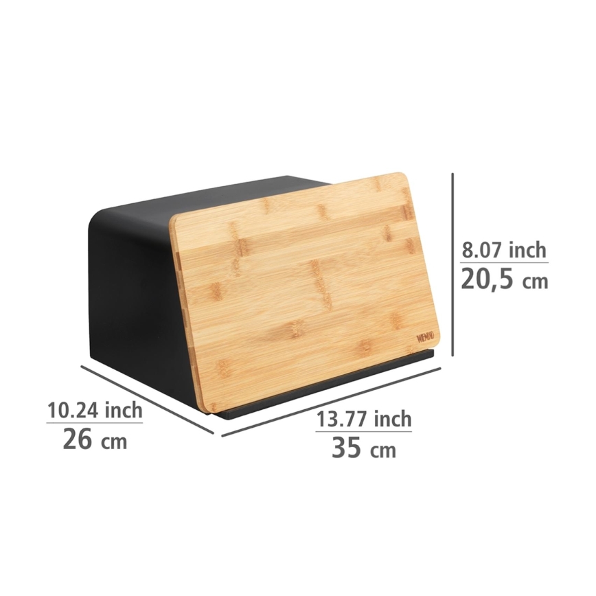 WENKO 54098100 - Ψωμιέρα KUBO 35x26,5 cm μαύρη/καφέ