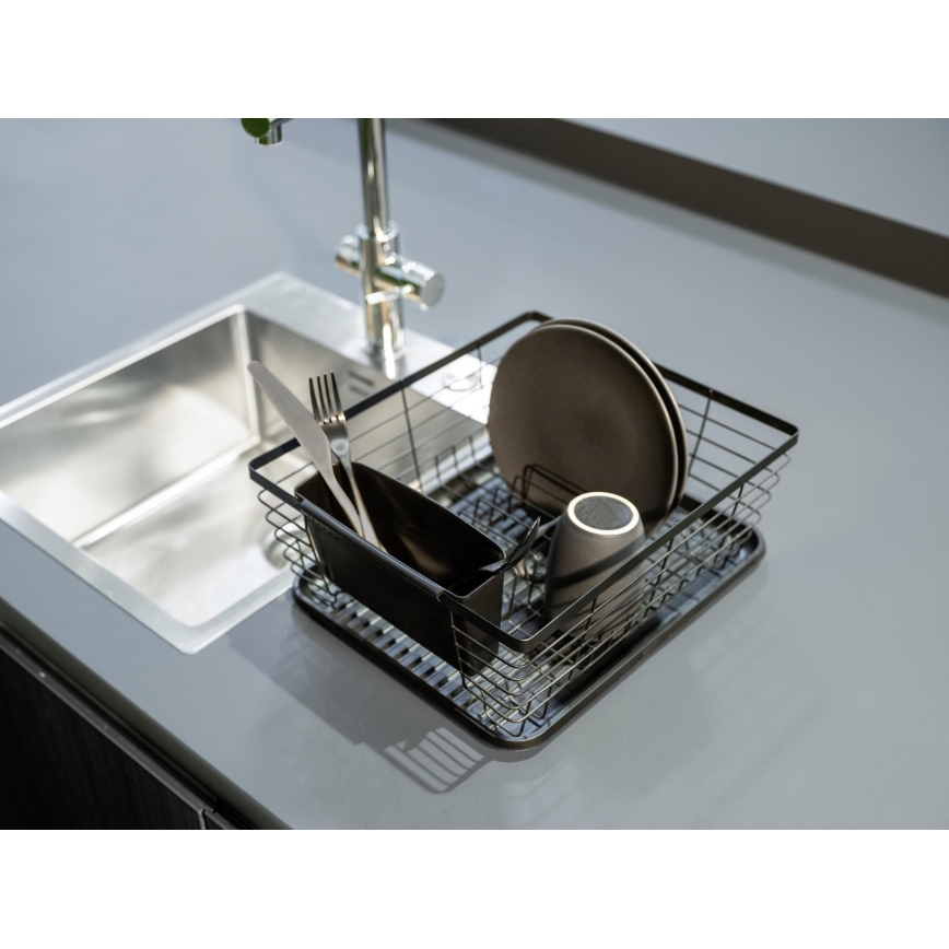 WENKO 54766100 - Στεγνωτήρας πιάτων BLACK OUTDOOR KITCHEN 36x30 cm μαύρο/μαύρο
