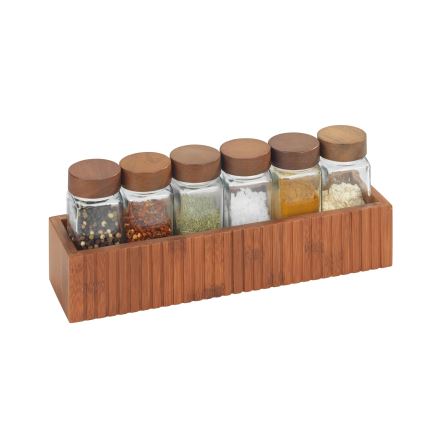 WENKO 54942100 - Σετ δοχείων μπαχαρικών MERA 30x8 cm καφέ