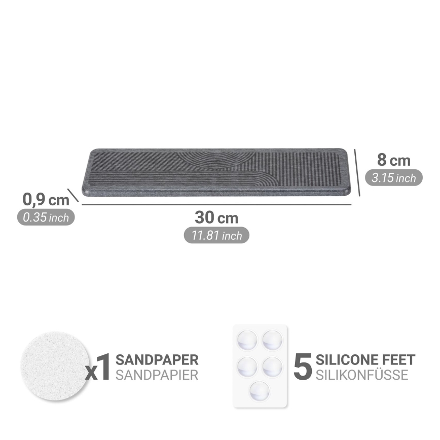 WENKO 54957100 - Πατάκι αποστράγγισης DAMON 30x8 cm γκρι