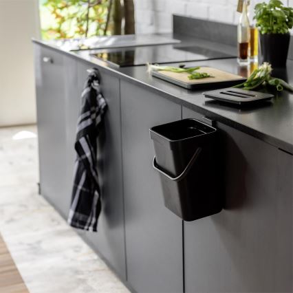 WENKO 55027100 - Κάδος απορριμμάτων BLACK OUTDOOR KITCHEN 19x24 cm μαύρο/γκρι/διάφανο