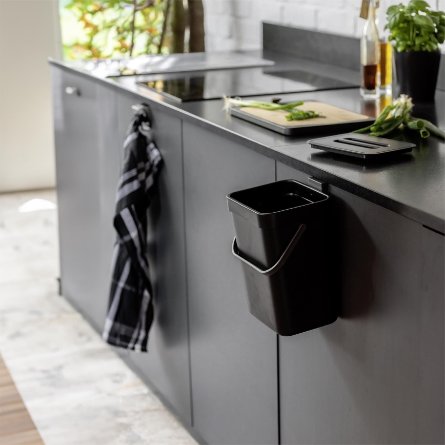 WENKO 55027100 - Κάδος απορριμμάτων BLACK OUTDOOR KITCHEN 19x24 cm μαύρο/γκρι/διάφανο