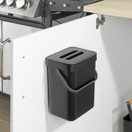 WENKO 55027100 - Κάδος απορριμμάτων BLACK OUTDOOR KITCHEN 19x24 cm μαύρο/γκρι/διάφανο
