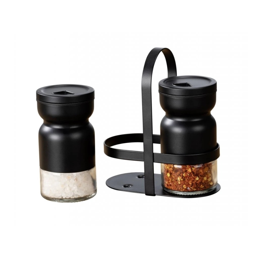 WENKO 55081100 - Σετ μπαχαρικών BLACK OUTDOOR KITCHEN 12x14,5 cm διάφανο/μαύρο