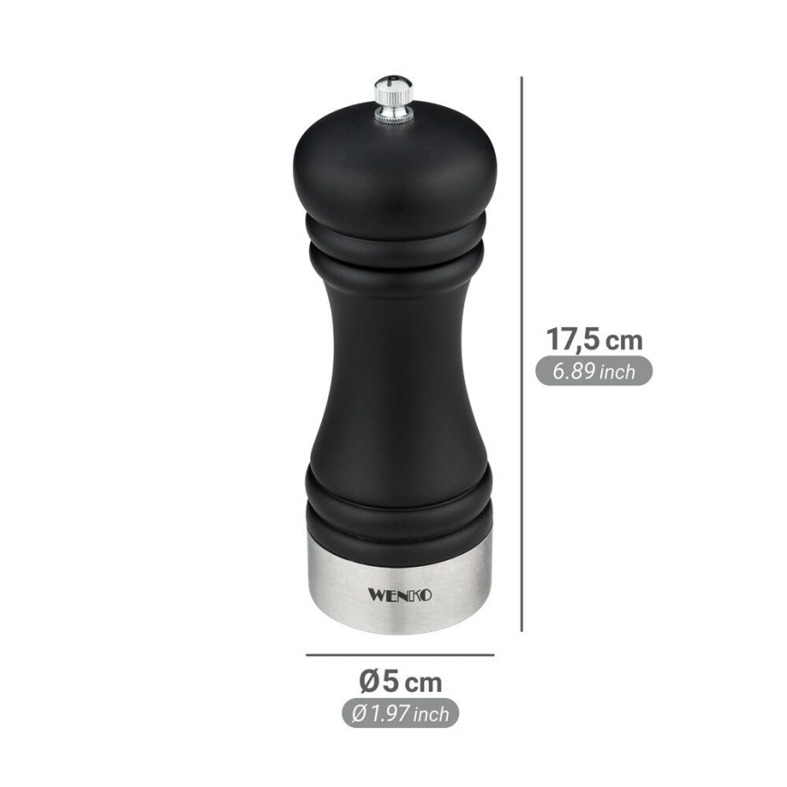 WENKO 55083100-Μύλος πιπεριού BLACK OUTDOOR KITCHEN 5x17,5 cm μαύρο/λευκό