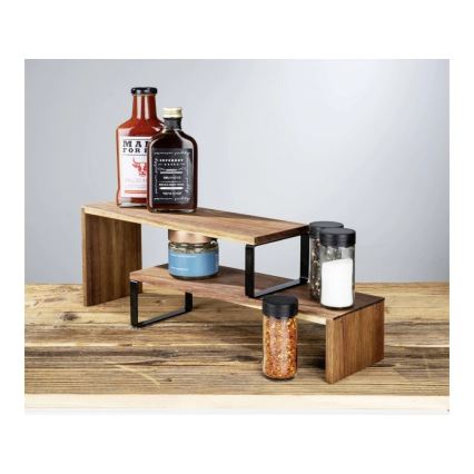 WENKO 55097100-Ράφι BLACK OUTDOOR KITCHEN 36x16 cm καφέ/μαύρο