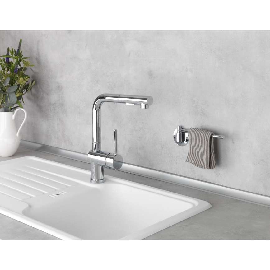 WENKO 5639100 - Βάση για πετσέτες κουζίνας TURBO-LOC KÜCHE 23x6,5 cm ανοξείδωτο ατσάλι/ασημί