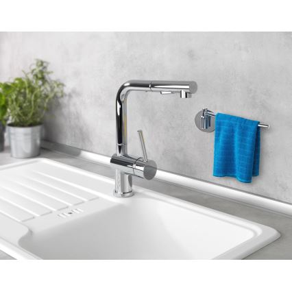 WENKO 5639100 - Βάση για πετσέτες κουζίνας TURBO-LOC KÜCHE 23x6,5 cm ανοξείδωτο ατσάλι/ασημί
