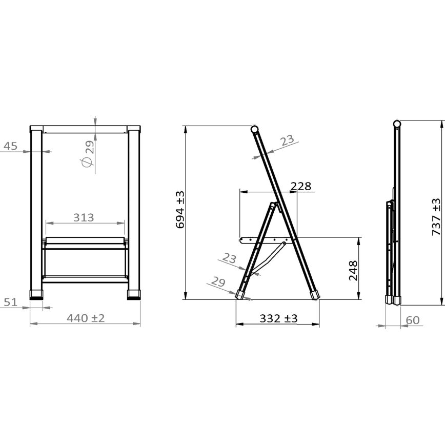 WENKO 601011100 - Σκαλοπάτι ALU-DESIGN 44x101 cm ασημί/μαύρο
