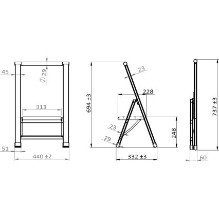 WENKO 601011100 - Σκαλοπάτι ALU-DESIGN 44x101 cm ασημί/μαύρο