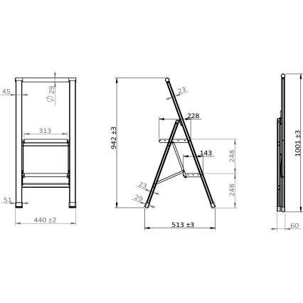WENKO 601015100 - Σκαλοσκαμπό ALU-DESIGN 44x101 cm λευκό/γκρι