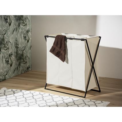 WENKO 71298800 - Καλάθι άπλυτων TRIO, 69x76 εκ., εκρού/μαύρο
