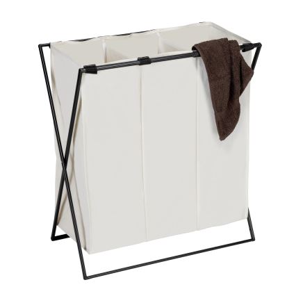 WENKO 71298800 - Καλάθι άπλυτων TRIO, 69x76 εκ., εκρού/μαύρο