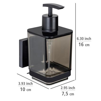 WENKO 71444800 - Διανομέας υγρού σαπουνιού VACUUM-LOC QUADRO ED 7,5x16 cm σε μαύρο