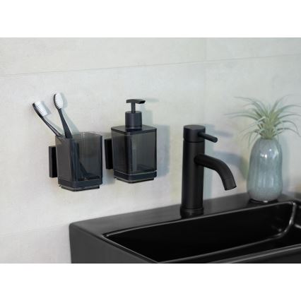 WENKO 71444800 - Διανομέας υγρού σαπουνιού VACUUM-LOC QUADRO ED 7,5x16 cm σε μαύρο