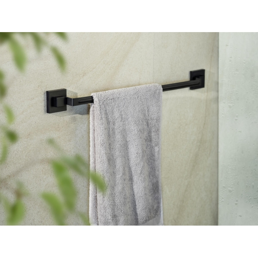 WENKO 71445800 - Μπάρα πετσετών VACUUM-LOC QUADRO ED 60,5x6 cm μαύρη