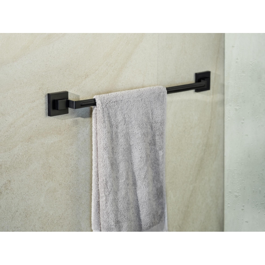 WENKO 71445800 - Μπάρα πετσετών VACUUM-LOC QUADRO ED 60,5x6 cm μαύρη