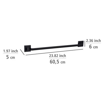 WENKO 71445800 - Μπάρα πετσετών VACUUM-LOC QUADRO ED 60,5x6 cm μαύρη