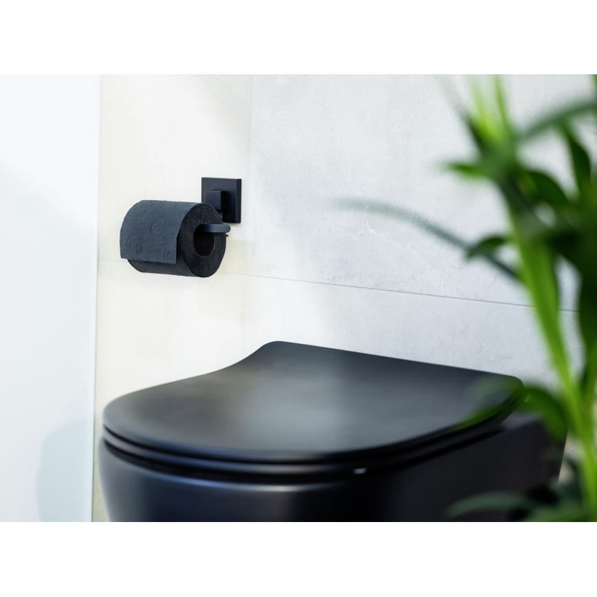 WENKO 71447800 - Βάση ρολού χαρτιού υγείας VACUUM-LOC QUADRO ED 14x11 cm μαύρη