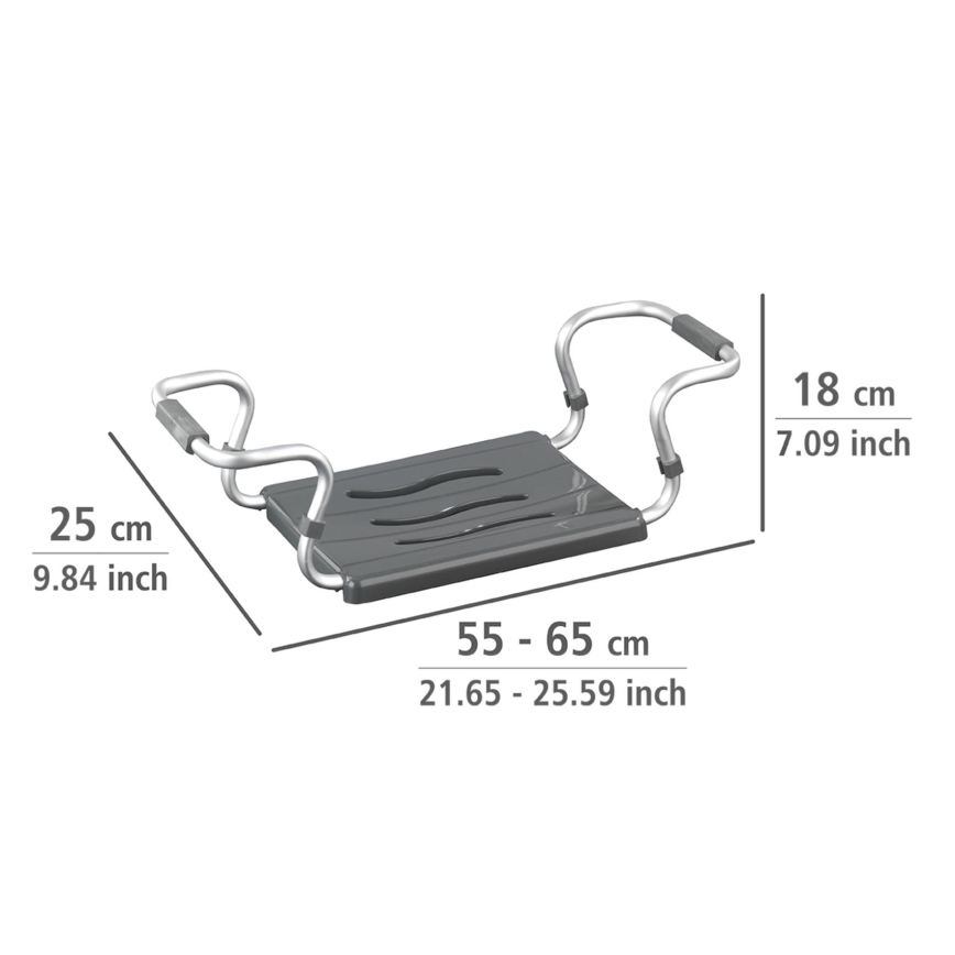 WENKO 73392500-Κάθισμα ασφαλείας για το μπάνιο 26x18 cm ασημί/ανθρακί