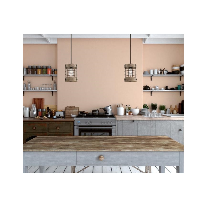 Westinghouse 61180 - Κρεμαστό φωτιστικό με καλώδιο LANGSTON 1xE27/60W/230V διάμ. 19 εκ. από πεύκο