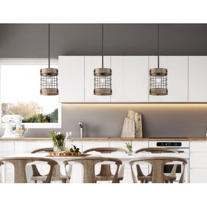 Westinghouse 61180 - Κρεμαστό φωτιστικό με καλώδιο LANGSTON 1xE27/60W/230V διάμ. 19 εκ. από πεύκο