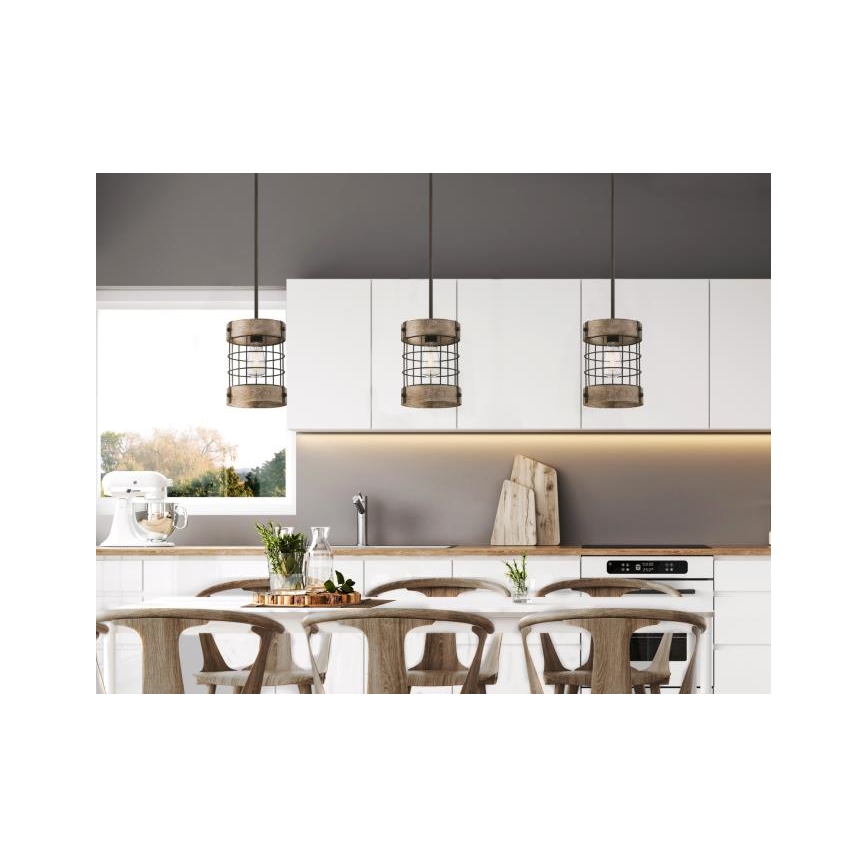 Westinghouse 61180 - Κρεμαστό φωτιστικό οροφής LANGSTON 1xE27/60W/230V πεύκο