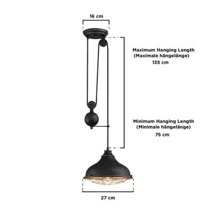 Westinghouse 61249 - Κρεμαστό φωτιστικό οροφής CHAVES 1xE27/60W/230V