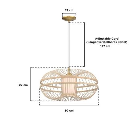 Westinghouse 61255 - Κρεμαστό φωτιστικό οροφής TULCEA 1xE27/60W/230V μπαμπού