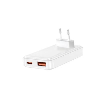 Winner Group - Αντάπτορας φόρτισης GaN με 1x USB-A + 1x USB-C, 30W, λευκός