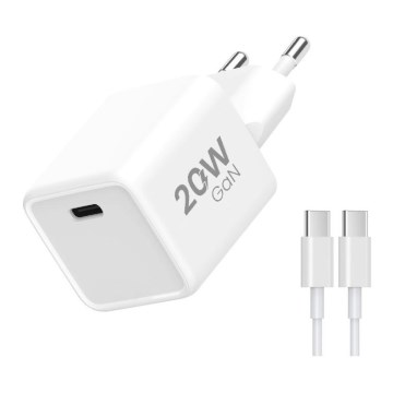 Winner Group- Αντάπτορας ταχείας φόρτισης 1xUSB-C PD 20W + Καλώδιο USB USB-C / USB-C 1m