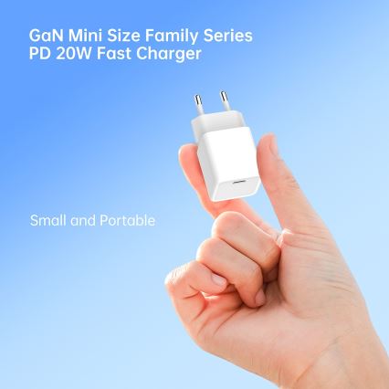 Winner Group- Αντάπτορας ταχείας φόρτισης 1xUSB-C PD 20W + Καλώδιο USB USB-C / USB-C 1m