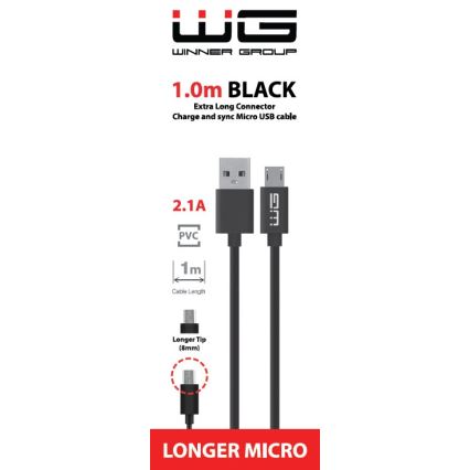 Winner Group - Καλώδιο USB extended Micro USB / USB-A 1m μαύρο
