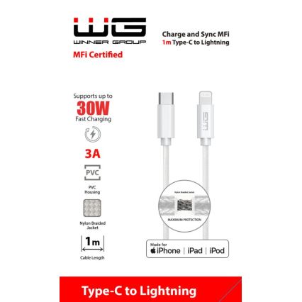 Winner Group - Καλώδιο USB MFI Lightning / USB-C 1m λευκό