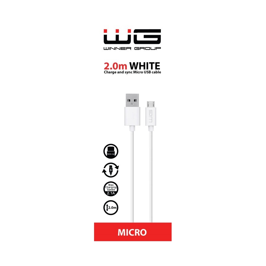 Winner Group - Καλώδιο USB Micro USB / USB-A 2m λευκό