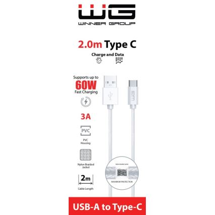 Winner Group - Καλώδιο USB USB-C / USB-A 60W 2m λευκό