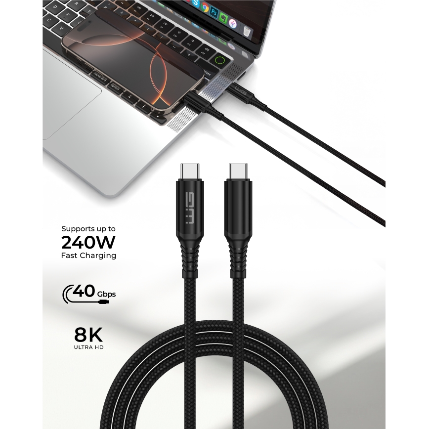 Winner Group - Καλώδιο USB USB-C / USB-C 240W 1m μαύρο