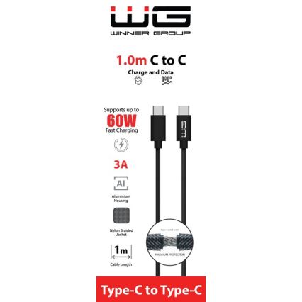 Winner Group - Καλώδιο USB USB-C / USB-C 60W 1m μαύρο