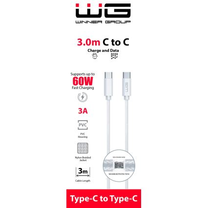 Winner Group - Καλώδιο USB USB-C / USB-C 60W 3m λευκό