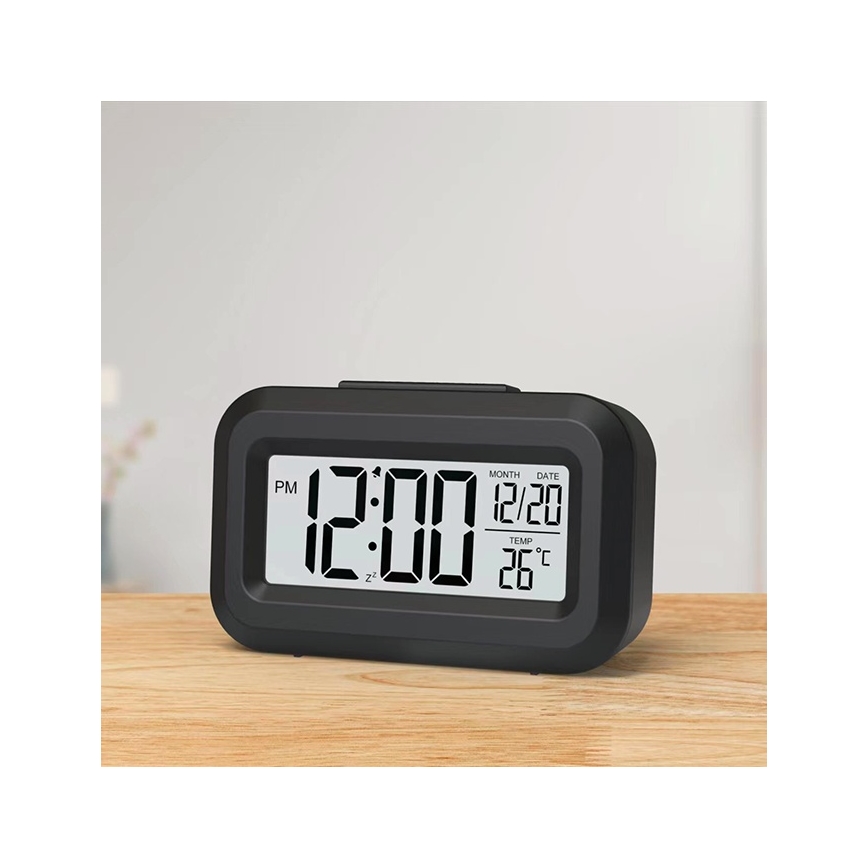 Winner Group - Ρολόι ξυπνητήρι με οθόνη LCD και θερμόμετρο 2xAAA μαύρο