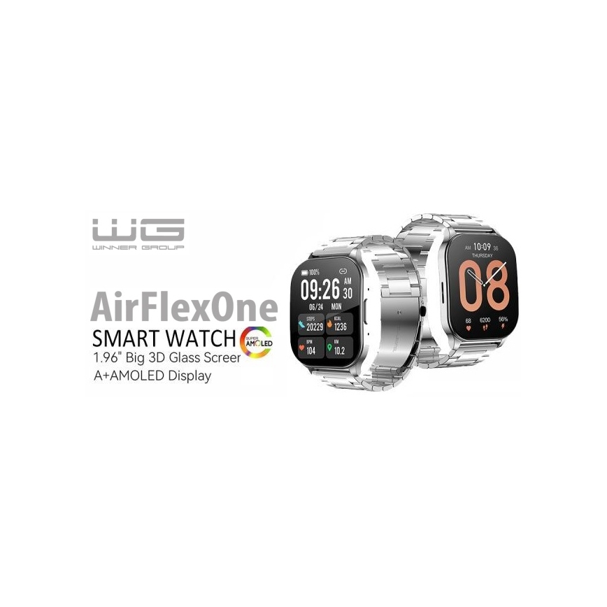 Winner Group - Smart watch AirFlexOn 300 mAh IP68 ασημί