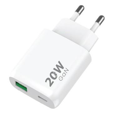 Winner Group - Αντάπτορας ταχείας φόρτισης 1xUSB-C + 1xUSB-A Power Delivery 20W λευκό