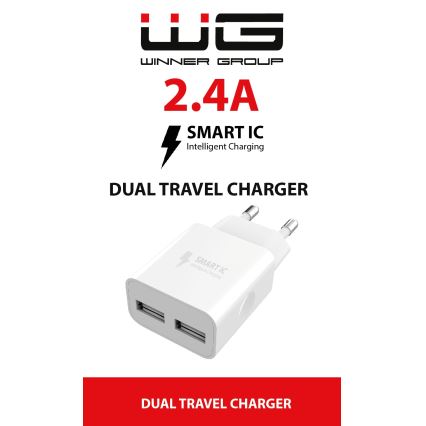 Winner Group - Αντάπτορας φορτιστή 2xUSB-A 12W λευκό