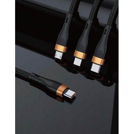 Winner Group -Καλώδιο USB 3σε1 USB-C / Lightning, USB-C και Micro USB 100W 1,5m μαύρο