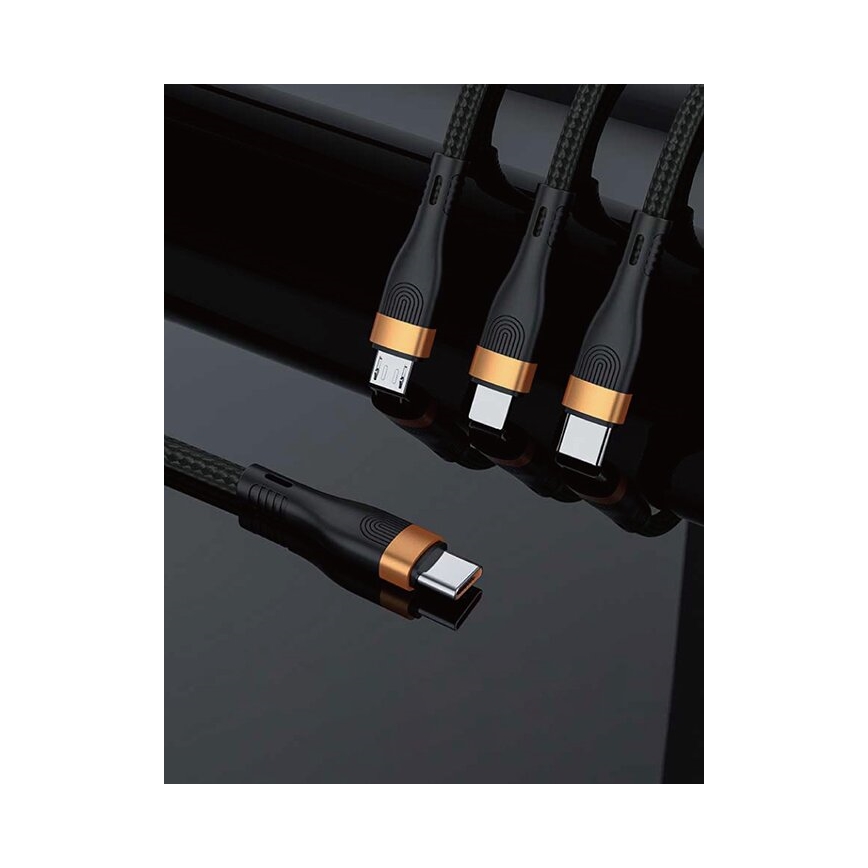 Winner Group -Καλώδιο USB 3σε1 USB-C / Lightning, USB-C και Micro USB 100W 1,5m μαύρο