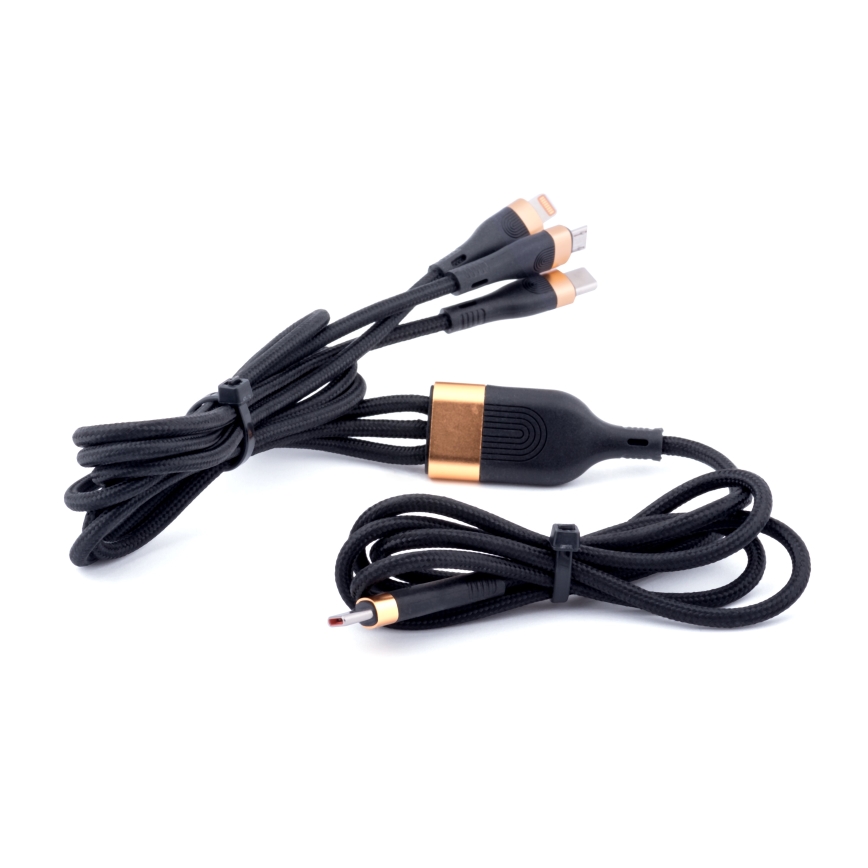 Winner Group -Καλώδιο USB 3σε1 USB-C / Lightning, USB-C και Micro USB 100W 1,5m μαύρο