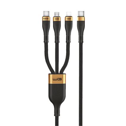 Winner Group -Καλώδιο USB 3σε1 USB-C / Lightning, USB-C και Micro USB 100W 1,5m μαύρο