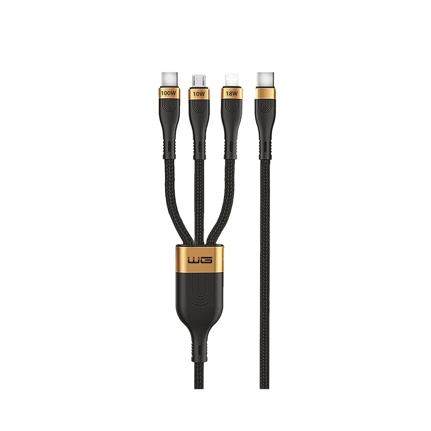 Winner Group -Καλώδιο USB 3σε1 USB-C / Lightning, USB-C και Micro USB 100W 1,5m μαύρο